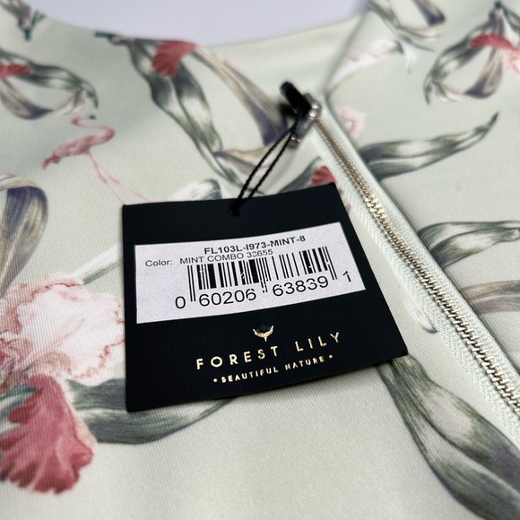 Forest Lily NWT Green Floral Shift Dress Size 8 Flamingo Birds of Paradise NEW - Picture 6 of 14